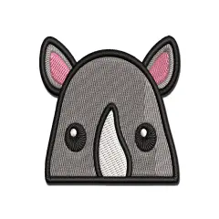 Peeking Rhino Multi-Color Embroidered Iron-On or Hook & Loop Patch Applique