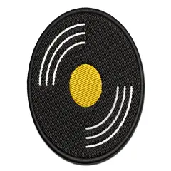 Record Vinyl Music Multi-Color Embroidered Iron-On or Hook & Loop Patch Applique