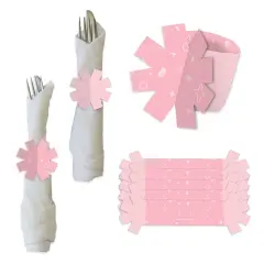 Big Dot of Happiness Pink Confetti Stars - Simple Party Paper Napkin Holder - Napkin Rings - Set of 24