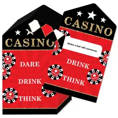 Big Dot of Happiness Las Vegas - Casino Party Game Pickle Cards - Dare, Drink, Think Pull Tabs - Set of 12