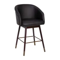 Merrick Lane Temperance Modern Wood Frame Stool with Metallic Accents Black/Walnut