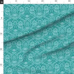 Various Fabrics by the Yard or Fat Quarter Teal Floral Victorian Whimsical Dragonflies Art And Crafts Maximalist Botanical Nouveau Carnation Chrysanthemum Large Scale Custom Printed Fabric by Spoonflower