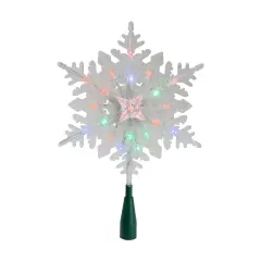 Kurt Adler 15" Lighted Three Dimensional Snowflake Christmas Tree Topper - Multi Colored Lights