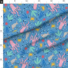 Various Fabrics by the Yard or Fat Quarter Sea Creature Whimsical Bright Colorful Ocean Nautical Coastal Custom Printed Fabric by Spoonflower