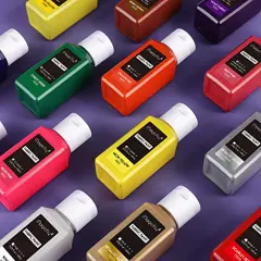 Magicfly Permanent Soft Fabric Paint Set - 14 Colors, 60ml Each, No Heating Needed & Washable, Ideal for Crafts, Canvas, T-Shirts, Jeans, and Bags, Includes 3 Brushes