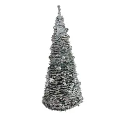 Northlight 6' Pre-Lit Flocked Pre-Decorated Pop-Up Artificial Christmas Tree Silver
