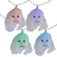 Kurt Adler Set of 10 LED Color Changing Novelty Skull Light Set - 11 ft Clear Wire Multi