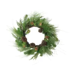 Northlight Real Touch&trade;️ Mixed Pine and Pinecone Artificial Christmas Wreath - 24" - Unlit Green