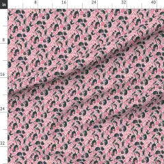 Various Fabrics by the Yard or Fat Quarter Whimsical Cats Small Scale Floral Cute Kittens Modern Flowers Pink Custom Printed Fabric by Spoonflower