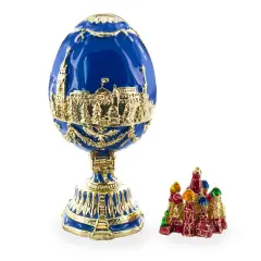 The City Blue Enamel Royal Inspired Easter Egg 2.75 Inches
