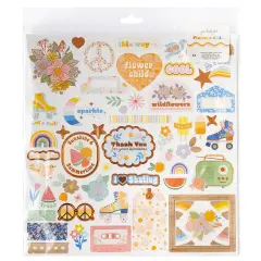 Jen Hadfield Flower Child Foam Sticker Sheet 12"X12" 63/Pkg-W/Silver Holographic Foil
