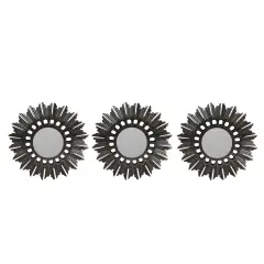 Northlight Set of 3 Floral Sunburst Brushed Bronze Round Wall Mirrors 9.5" Black