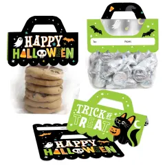 Big Dot of Happiness Jack-O'-Lantern Halloween - DIY Kids Halloween Party Clear Goodie Favor Bag Labels - Candy Bags with Toppers - Set of 24