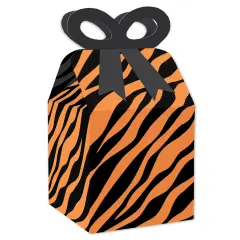 Big Dot of Happiness Tiger Print - Square Favor Gift Boxes - Jungle Party Bow Boxes - Set of 12