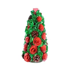 Northlight Contemporary Floral and Pinecone Christmas Tree Decoration - 15.75" - Red and Green