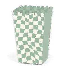 Big Dot of Happiness Sage Green Checkered Party - Favor Popcorn Treat Boxes - Set of 12
