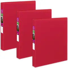 Avery Durable 3 Ring Binder, 1 Inch Slant Rings, 3 Red Binders (27201)