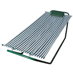 The Hamptons Collection 83" Hunter Green and White Stripe No-Swing Hammock with Pillow and 4-Point Stand