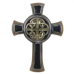 Roman Single Celtic Knot Wall Cross - 9.25" - Bronze Finish Brown