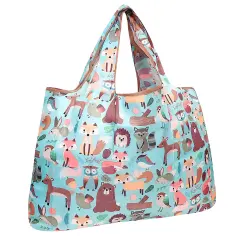 Wrapables Large Foldable Tote Nylon Reusable Grocery Bag Wilderness Animals