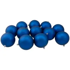 Northlight Shatterproof Matte Christmas Ball Ornaments - 4" (100mm) - Lavish Blue - 12ct
