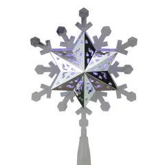 Kurt Adler LED Lighted Rotating Snowflake Christmas Tree Topper - 9.25" - White and Blue - Clear Lights