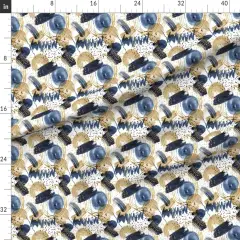 Various Fabrics by the Yard or Fat Quarter Watercolor Abstract Nautical Hand Painted Brushstroke Circles Custom Printed Fabric by Spoonflower