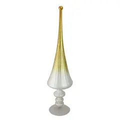 Roman 17.5" Silver and Gold Ombre Finial Glass Christmas Tabletop Decoration