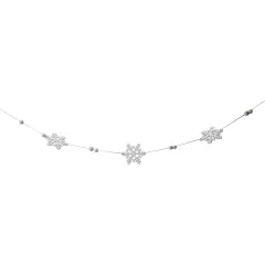 Northlight White Glitter Dusted Snowflake Christmas Garland with Wooden Beads - 5.25'