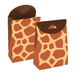 Big Dot of Happiness Giraffe Print - Safari Gift Favor Bags - Party Goodie Boxes - Set of 12