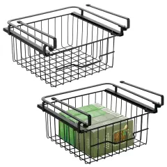 mDesign Compact Hanging Pullout Drawer Basket - Shelf Organizer