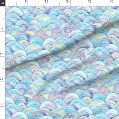 Various Fabrics by the Yard or Fat Quarter Watercolor Waves Sea Serpent Mythical Fantasy Dragon Pale Blue Lilac Custom Printed Fabric by Spoonflower