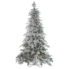 Northlight Real Touch&trade;️ Pre-Lit Full Flocked Whistler Noble Fir Artificial Christmas Tree - 7.5 - Clear Lights Green