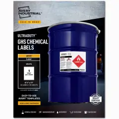 Avery UltraDuty GHS Chemical Labels for Laser Printers, Waterproof, UV Resistant, 8-1/2" x 11", 50 Labels (60501)