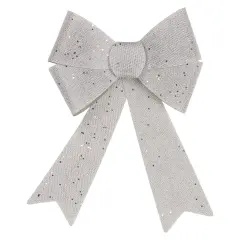 Northlight 16" LED Lighted Silver Burlap Bow Christmas Decoration with Color Changing Lights