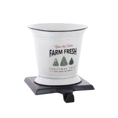 Melrose 7.25" White and Black Bucket Stocking Holder Christmas Decoration