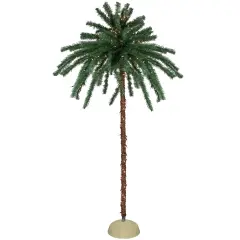Northlight 6' Pre-Lit Artificial Tropical Outdoor Patio Palm Tree - Clear Lights Green