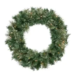 Northlight Pre-Lit Oregon Cashmere Pine Artificial Christmas Wreath - 24" - Clear Lights Green