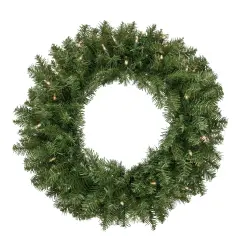 Northlight Pre-Lit Artificial Rockwood Pine Christmas Wreath - 24" - Clear Lights Green