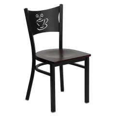 Emma and Oliver Coffee Back Metal Restaurant Dining Chair Mahogany/BlackMetal