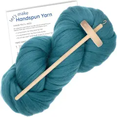 LEARN TO SPIN YARN - Beginner's Spinning Kit with Drop Spindle and Merino Pencil Roving. Choose your color. Everest