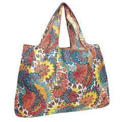 Wrapables Large Foldable Tote Nylon Reusable Grocery Bag Peacock