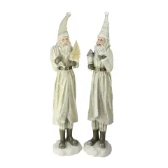 Melrose Set of 2 Beige Old World Santa Claus Christmas Tabletop Figures 25"
