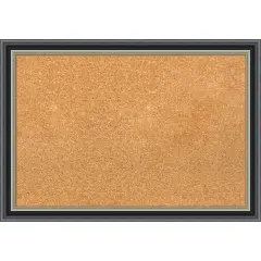 Theo Black Silver Wood Framed Corkboard, Natural Cork