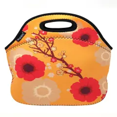 Wrapables Insulated Neoprene Lunch Bag Orange Floral
