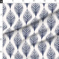Various Fabrics by the Yard or Fat Quarter Navy Blue Floral Botanical Palm Tropical Island Dark Coastal Southern Leaf Silhouette Large Scale Custom Printed Fabric by Spoonflower