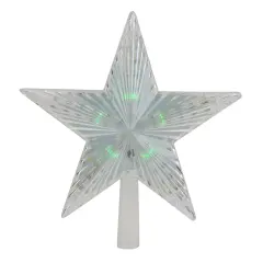 Northlight Lighted Flashing Crystal Star Christmas Tree Topper - 9" - Multicolor LED Lights Clear
