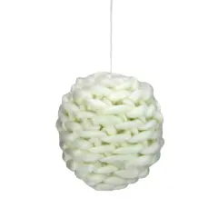 Allstate Cream White Knit Hanging Shatterproof Christmas Ball Ornament 7" (175mm)