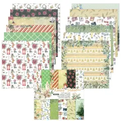 Wrapables 6x6 Decorative Single-Sided Scrapbook Paper for Arts & Crafts Projects, Scrapbooking, Card-Making Green & Red Winter