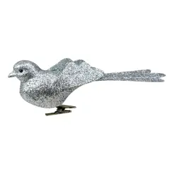 Northlight Glittered Bird Clip-On Christmas Ornament - 6" - Silver-tone